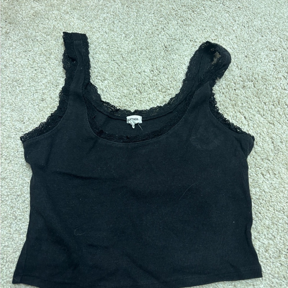 Garage Black Lace Detail Tank Top